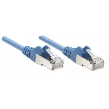 Intellinet tinklo kabelis Cat5e, 7,5 m, mėlynas, CCA, SF/UTP, PVC, RJ45, auksuoti kontaktai, apsaugotas nuo užsifiksavimo, su gaubtuku, visam gyvenimui garantija