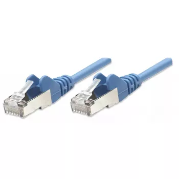 Intellinet tinklo kabelis Cat5e, 7,5 m, mėlynas, CCA, SF/UTP, PVC, RJ45, auksuoti kontaktai, apsaugotas nuo užsifiksavimo, su gaubtuku, visam gyvenimui garantija