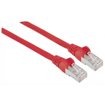 Intellinet tinklo jungiamasis laidas Cat6A, 10 m, raudonas, varinis, S/FTP, LSOH / LSZH, PVC, RJ45, auksuoti kontaktai, apsauga nuo lūžimo, su gaubtu, viso gyvenimo garantija