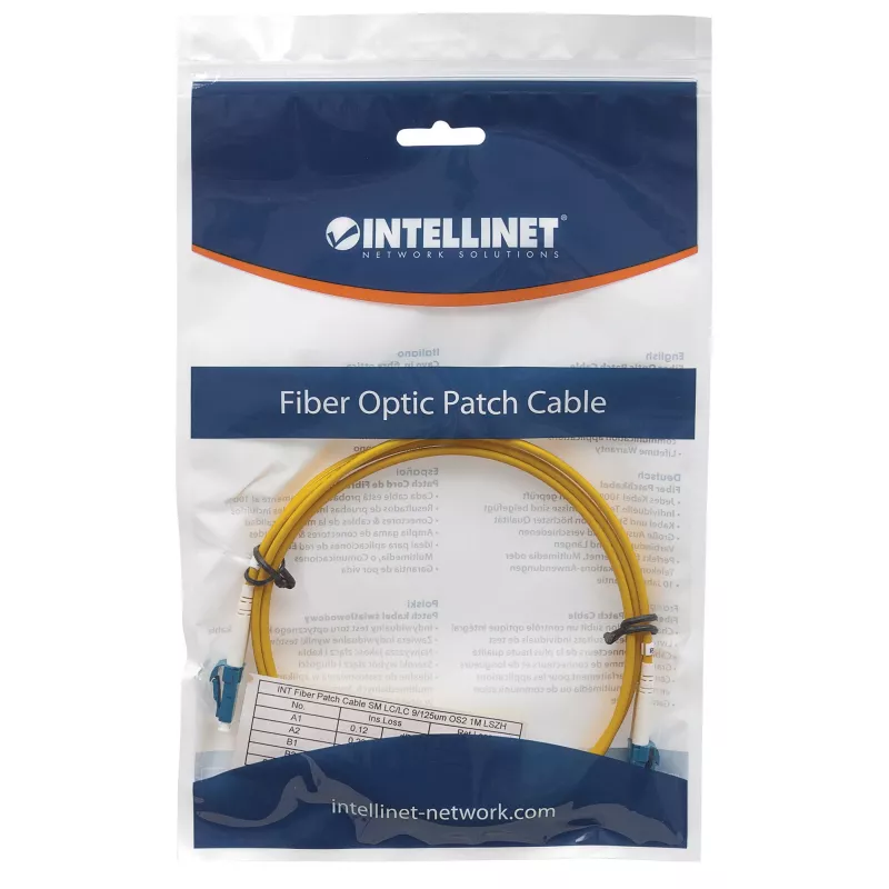 Intellinet Fiber Optic Patch Cable OS2, LC/LC, 3 m, geltonas, dupleksas, vienmodis, 9/125 µm, LSZH, pluoštinis, viso gyvenimo garantija