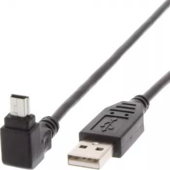 Techly USB 2.0 kabelis A kištukas / Mini B kištukas 90° 1,8 m juodas ICOC MUSB-AA-018ANG