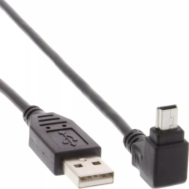 Techly USB 2.0 kabelis A kištukas / Mini B kištukas 90° 1,8 m juodas ICOC MUSB-AA-018ANG