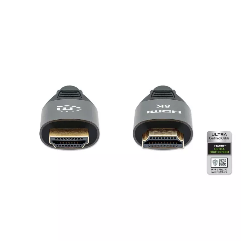 HDMI kabelis Manhattan 8K@60Hz 1m pintas Vyriškas į Vyrišką Juodas