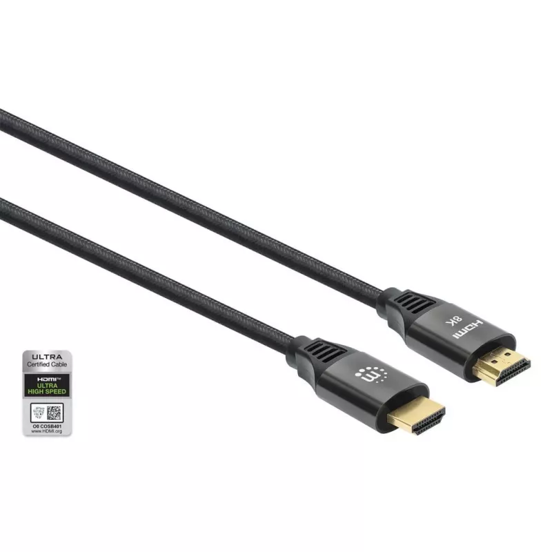 HDMI kabelis su Ethernet Manhattan 8K@60Hz 2m pintas Kištukas-Kištukas Juodas