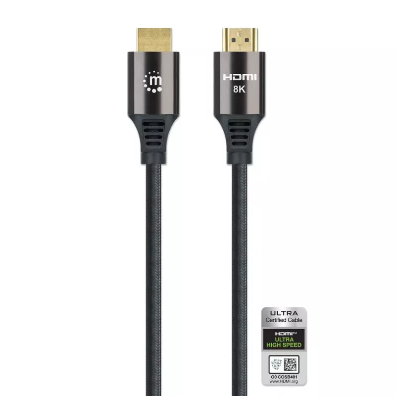 HDMI kabelis su Ethernet Manhattan 8K@60Hz 2m pintas Kištukas-Kištukas Juodas