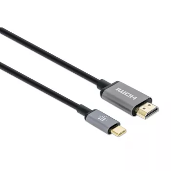 Manhattan USB-C į HDMI laidas, 4K@60Hz, 1m, juodas, Kištukas-Kištukas, trejų metų garantija