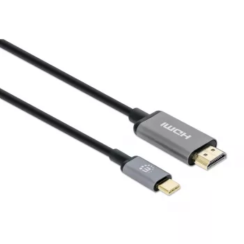 Manhattan USB-C į HDMI laidas, 4K@60Hz, 2m, juodas, vyriškas į vyrišką, trejų metų garantija