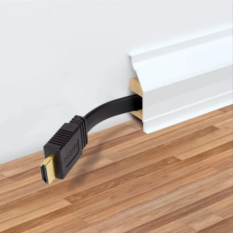 Manhattan HDMI Laidas su Ethernet (Plokščias), 4K@60Hz (Premium High Speed), 10m, Kištukas-Kištukas, Juodas