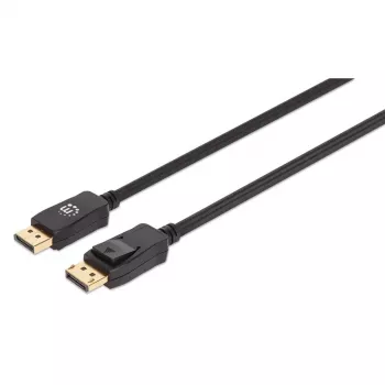Manhattan DisplayPort 1.4 laidas, 8K@60Hz, 3m, pintas kabelis, vyriškas į vyrišką, su fiksatoriais, pilnai ekranuotas, juodas, garantija visam gyvenimui, atitinka DP14MM3M