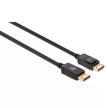 Manhattan DisplayPort 1.4 laidas, 8K@60Hz, 3m, pintas kabelis, vyriškas į vyrišką, su fiksatoriais, pilnai ekranuotas, juodas, garantija visam gyvenimui, atitinka DP14MM3M