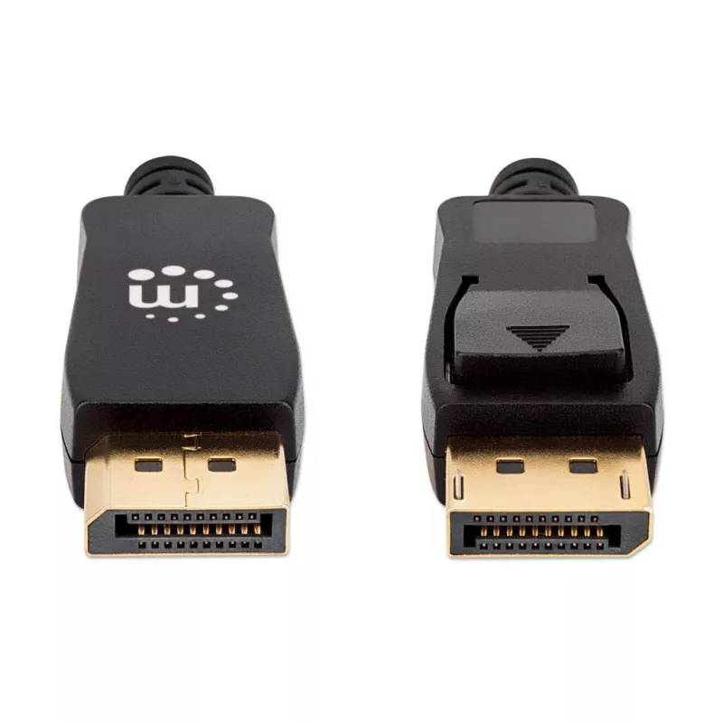 Manhattan DisplayPort 1.4 laidas, 8K@60Hz, 3m, pintas kabelis, vyriškas į vyrišką, su fiksatoriais, pilnai ekranuotas, juodas, garantija visam gyvenimui, atitinka DP14MM3M