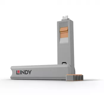 USB-C prievado blokatorius Lindy USB Type C Port Blocker Key 4 vnt. oranžiniai
