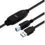 Aktyvus USB 3.2 Gen 1 A-B laidas MicroConnect 10 m, juodas