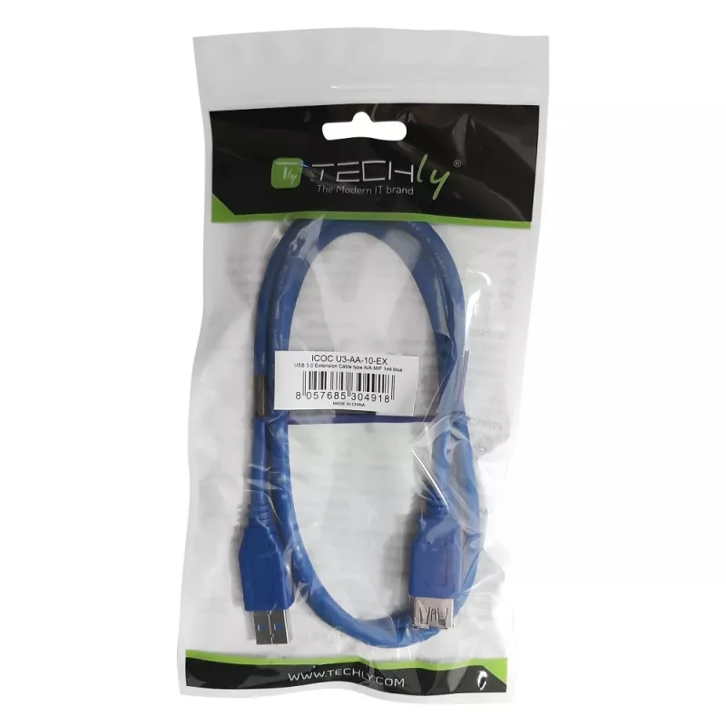 Techly USB 3.0 ilginimo laidas A kištukas / A lizdas 3 m mėlynas ICOC U3-AA-30-EX