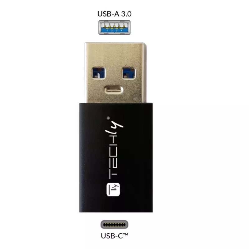 USB lizdo keitiklis Techly IADAP USB3-AFT USB A į USB C juodas