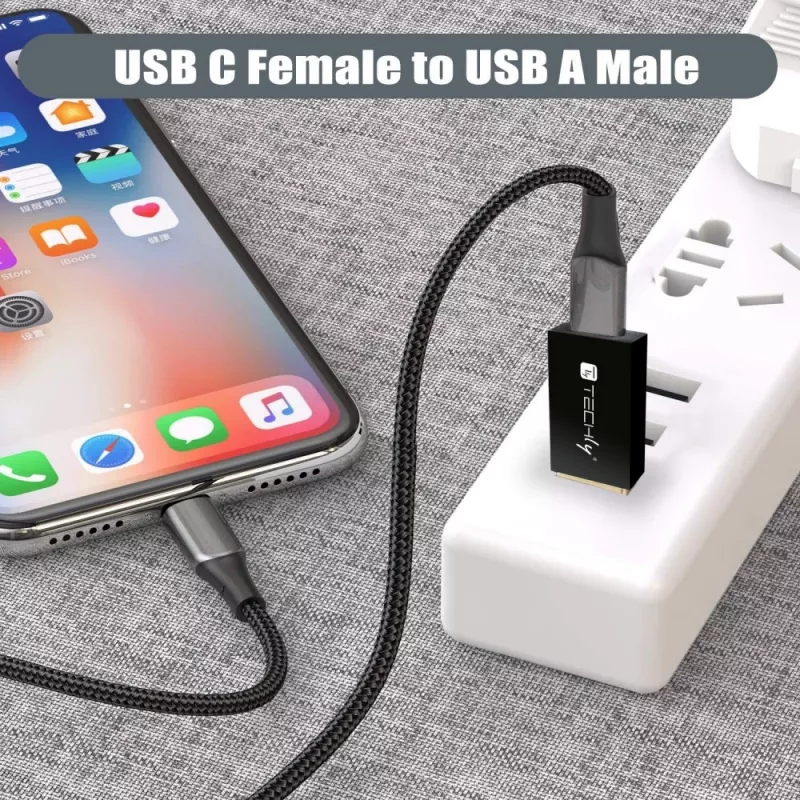 USB lizdo keitiklis Techly IADAP USB3-AFT USB A į USB C juodas