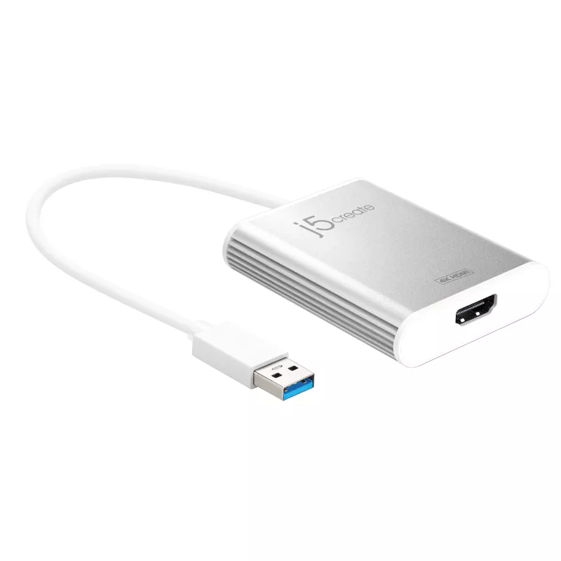 j5create JUA354 USB 3.0 į 4K HDMI vaizdo adapteris, sidabrinis