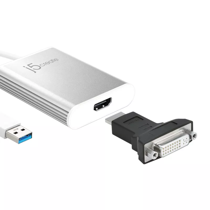 j5create JUA354 USB 3.0 į 4K HDMI vaizdo adapteris, sidabrinis