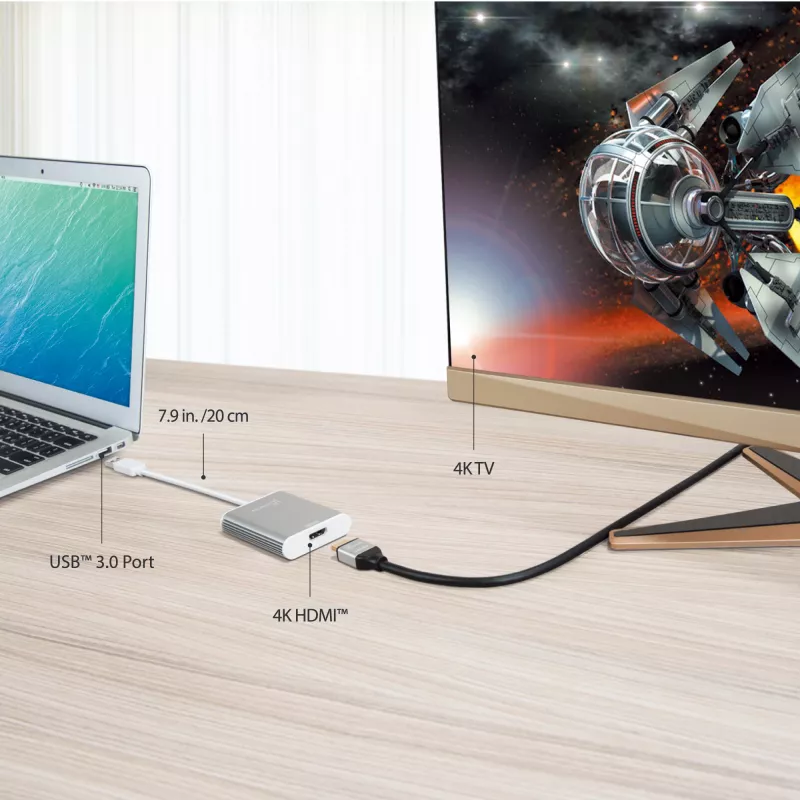 j5create JUA354 USB 3.0 į 4K HDMI vaizdo adapteris, sidabrinis