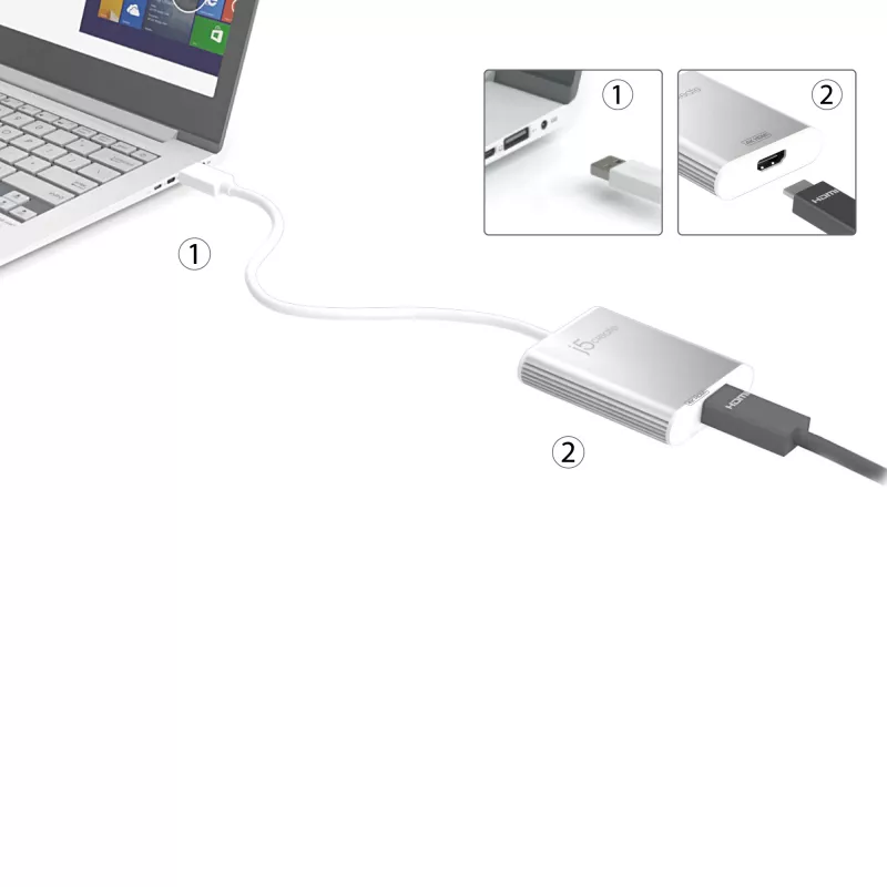 j5create JUA354 USB 3.0 į 4K HDMI vaizdo adapteris, sidabrinis