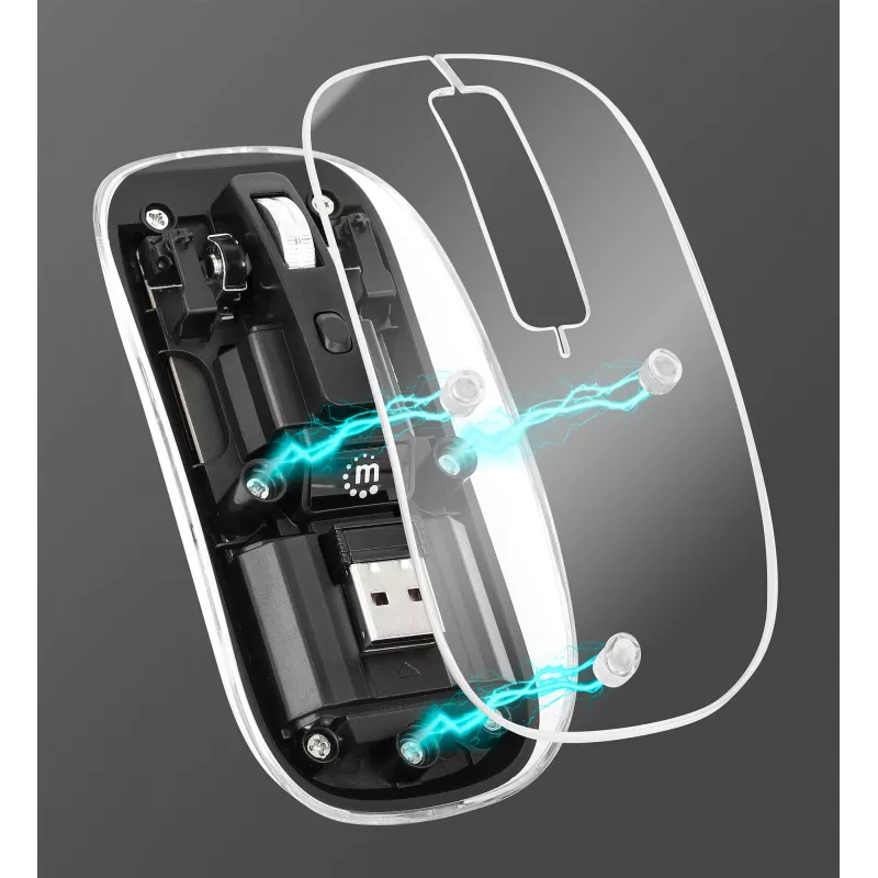 Belaidė pelė Manhattan Transparent Rechargeable USB