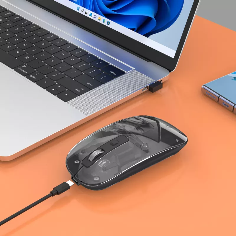 Belaidė pelė Manhattan Transparent Rechargeable USB