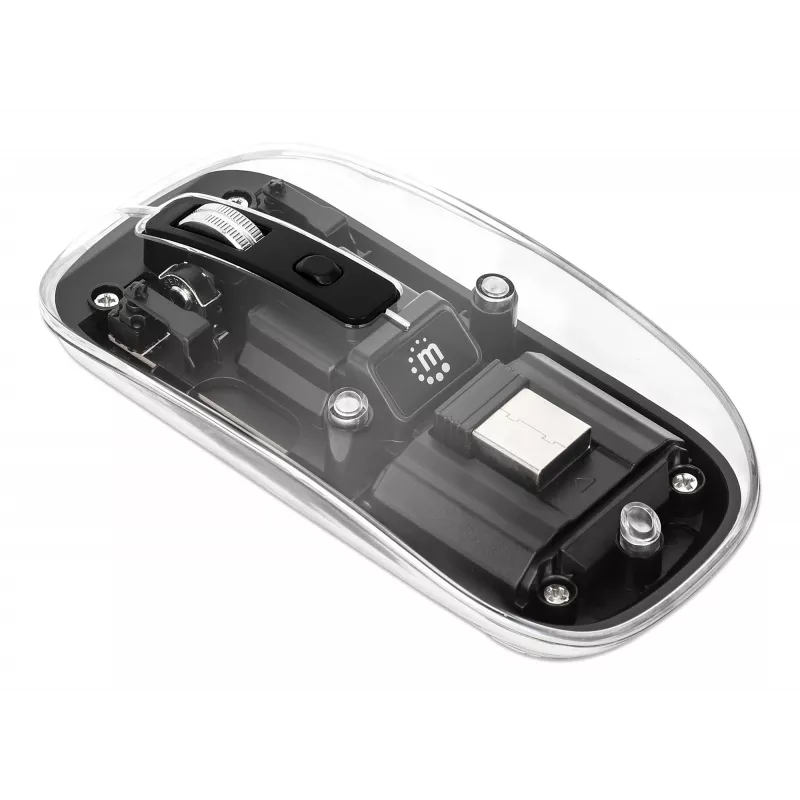 Belaidė pelė Manhattan Transparent Rechargeable USB