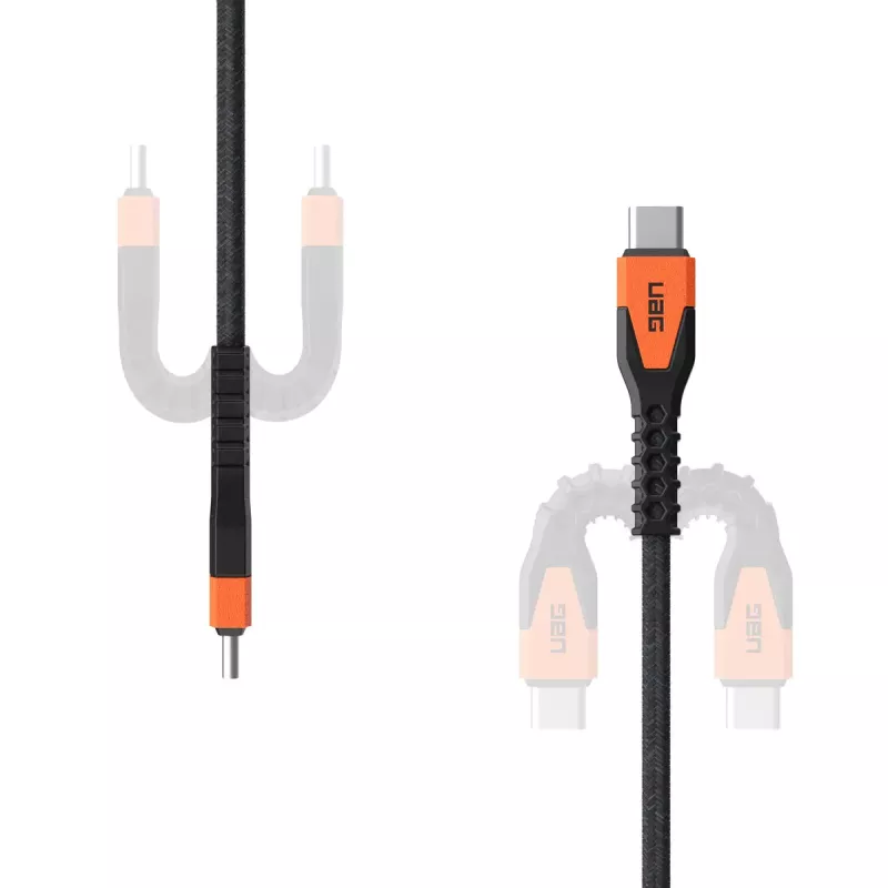 USB-C į USB-C maitinimo laidas Eaton 1,5 m — Kevlar šerdis, USB 2.0, juoda/oranžinė