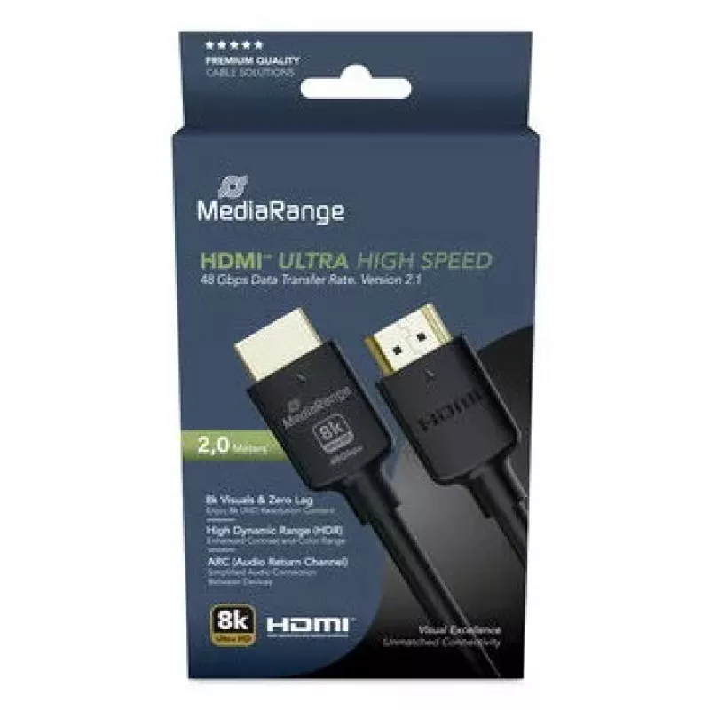 HDMI kabelis MediaRange MRCS220 2 m HDMI A tipo kištukas 48 Gbit/s