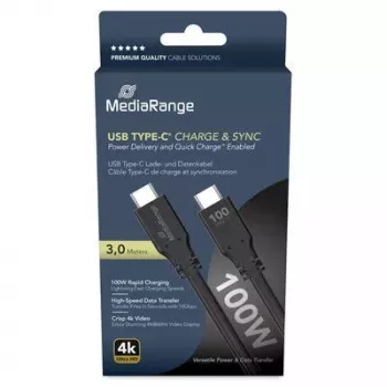 USB-C laidas MediaRange MRCS218 3 m USB 3.2 Gen 1 juodas