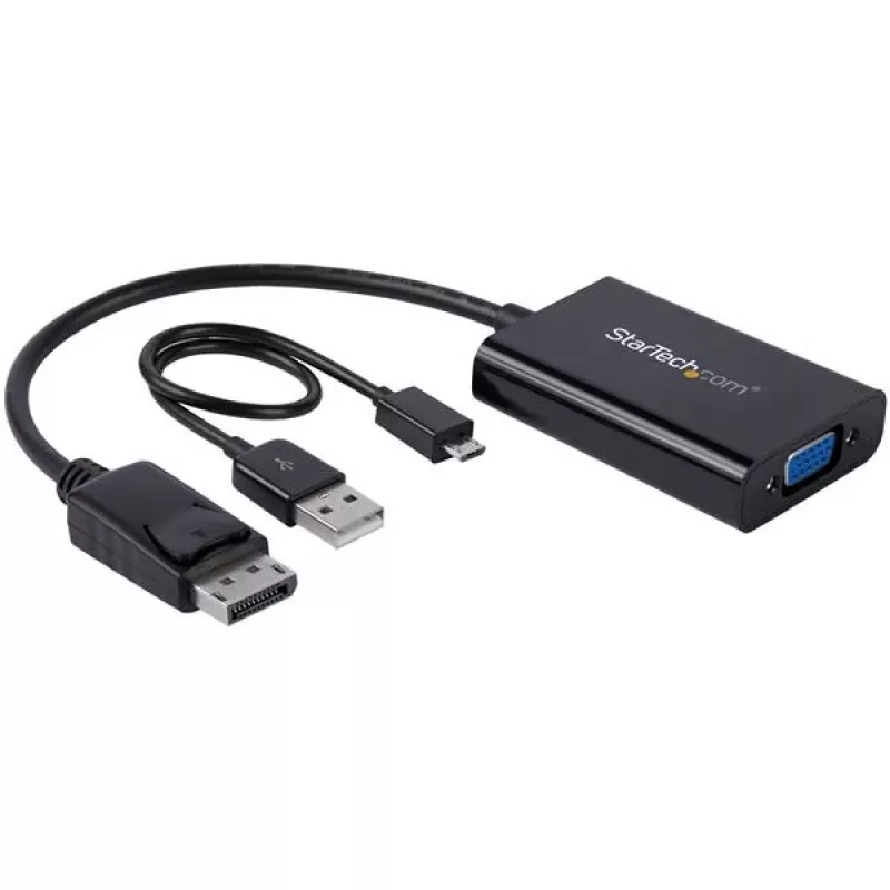 StarTech.com DisplayPort į VGA adapteris su garsu, 0,184 m, 1920 x 1200 pikselių, 1080p, juodas, aktyvus vaizdo keitiklis, 0 - 70 °C