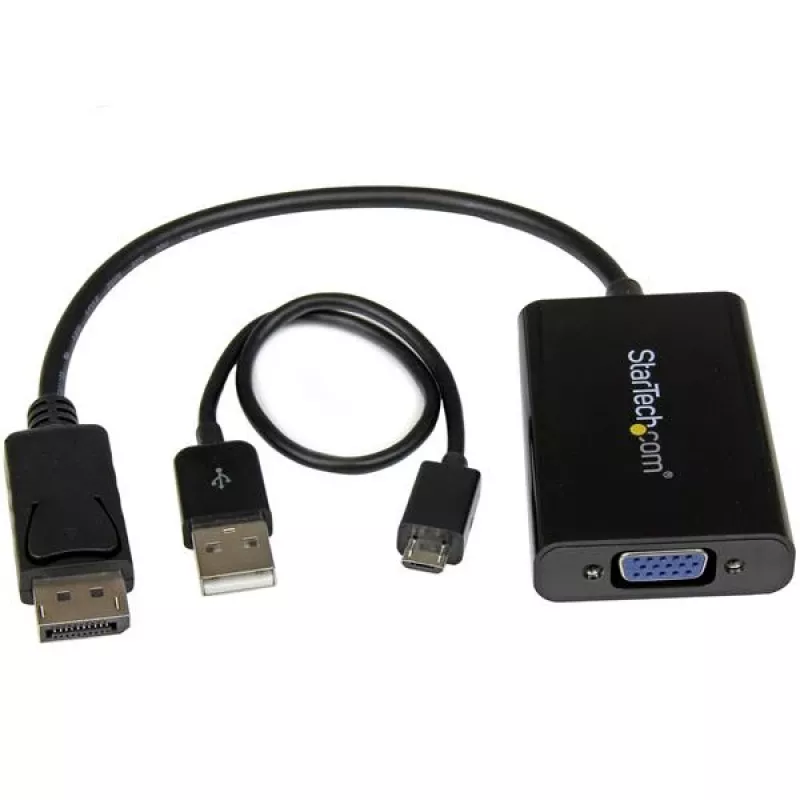 StarTech.com DisplayPort į VGA adapteris su garsu, 0,184 m, 1920 x 1200 pikselių, 1080p, juodas, aktyvus vaizdo keitiklis, 0 - 70 °C