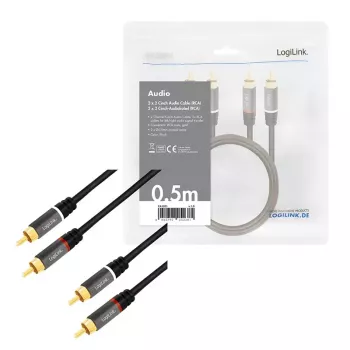 LogiLink CA1201 garso laidas 0,5 m 2 x RCA juodas