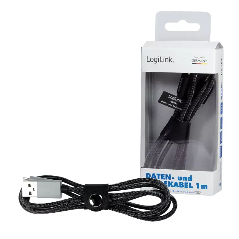 LogiLink CU0132 USB A – Micro-USB A laidas, 1 m, pilkas