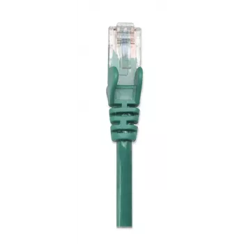 Intellinet tinklo kabelis Cat5e, 0,5 m, žalias, CCA, U/UTP, PVC, RJ45, auksuoti kontaktai, apsauga nuo užkabinimo, su gaubtuvu, visam gyvenimui garantija