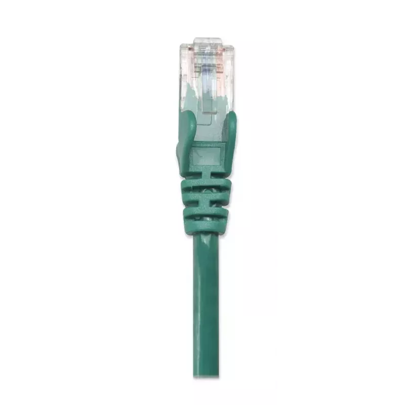 Intellinet tinklo kabelis Cat5e, 0,5 m, žalias, CCA, U/UTP, PVC, RJ45, auksuoti kontaktai, apsauga nuo užkabinimo, su gaubtuvu, visam gyvenimui garantija