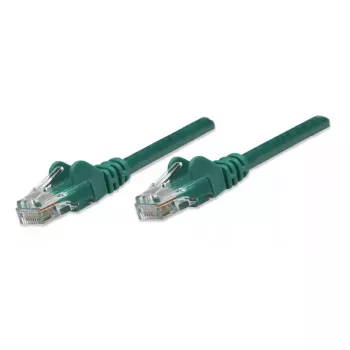 Intellinet tinklo kabelis Cat5e, 0,5 m, žalias, CCA, U/UTP, PVC, RJ45, auksuoti kontaktai, apsauga nuo užkabinimo, su gaubtuvu, visam gyvenimui garantija