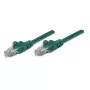 Intellinet tinklo kabelis Cat5e, 0,5 m, žalias, CCA, U/UTP, PVC, RJ45, auksuoti kontaktai, apsauga nuo užkabinimo, su gaubtuvu, visam gyvenimui garantija