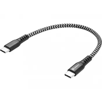 USB-C laidas Sandberg Survivor 0,2 m 100 W juoda balta