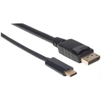 Manhattan USB-C į DisplayPort laidas, 4K@60Hz, 1m, Vyriškas į Vyrišką, Juodas, Neabipusis, Trejų metų garantija