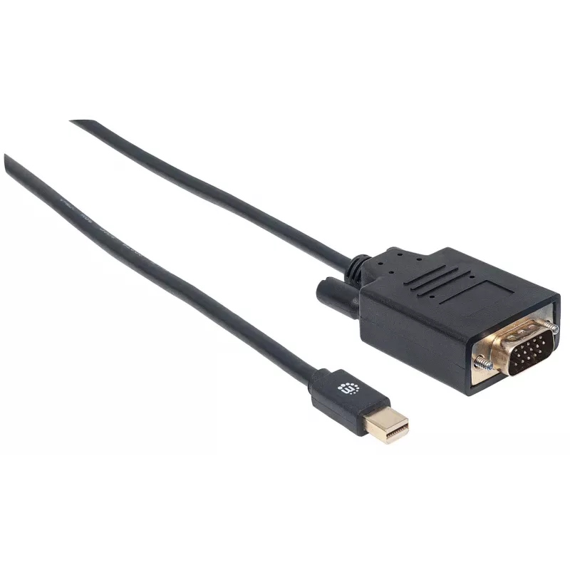 Manhattan Mini DisplayPort 1.2a į VGA laidas, 1080@60Hz, aktyvus, 1,8 m, kištukas-kištukas, juodas, polietileninis maišelis