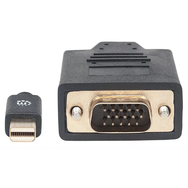 Manhattan Mini DisplayPort 1.2a į VGA laidas, 1080@60Hz, aktyvus, 1,8 m, kištukas-kištukas, juodas, polietileninis maišelis