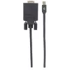 Manhattan Mini DisplayPort 1.2a į VGA laidas, 1080@60Hz, aktyvus, 1,8 m, kištukas-kištukas, juodas, polietileninis maišelis