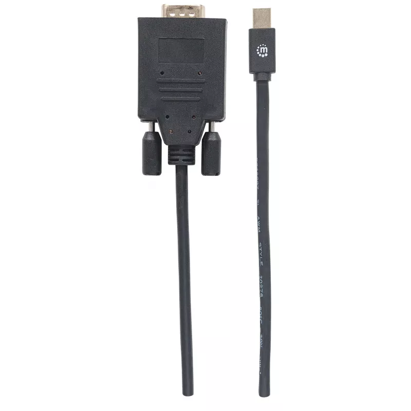 Manhattan Mini DisplayPort 1.2a į VGA laidas, 1080@60Hz, aktyvus, 1,8 m, kištukas-kištukas, juodas, polietileninis maišelis