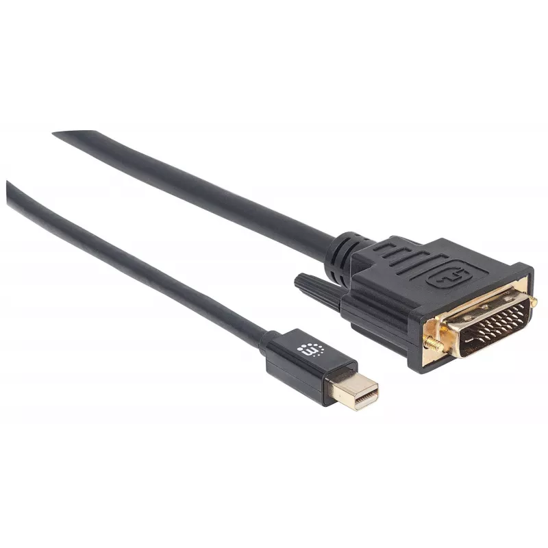 Manhattan Mini DisplayPort 1.2a į DVI-D 24+1 laidas, 1080p@60Hz, 1,8 m, Kištukas į kištuką, Suderinamas su DVI-D, Juodas, Viso gyvenimo garantija