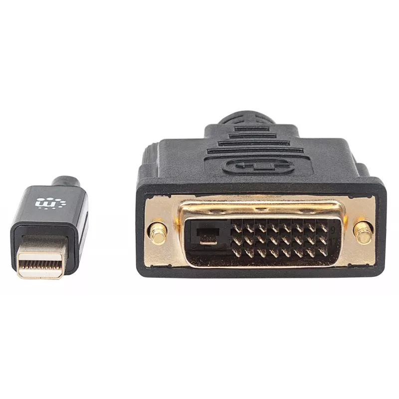 Manhattan Mini DisplayPort 1.2a į DVI-D 24+1 laidas, 1080p@60Hz, 1,8 m, Kištukas į kištuką, Suderinamas su DVI-D, Juodas, Viso gyvenimo garantija
