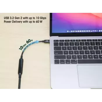 USB-C laidas Manhattan 5m aktyvus Kištukas-Kištukas 10 Gbps 3A Juodas