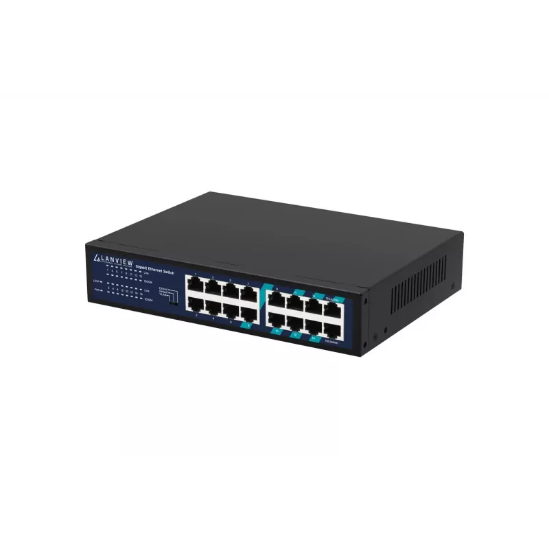 Nevaldomas tinklo jungiklis Lanview LVN-1U-16PORT-1G, 16 prievadų, 1 Gbps, Ethernet, montuojamas stelaže 1U