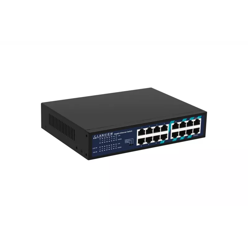 Nevaldomas tinklo jungiklis Lanview LVN-1U-16PORT-1G, 16 prievadų, 1 Gbps, Ethernet, montuojamas stelaže 1U