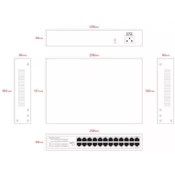 Nevaldomas jungiklis Lanview LVN-1U-24PORT-1G — 24 prievadų pilnas Gigabit stelažinis